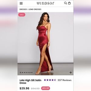 Windsor Lola High Slit Satin Dress